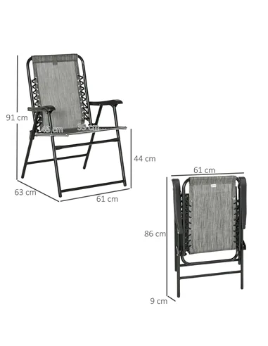 Outsunny  Pieces Patio Folding Chair Set, Outdoor Portable Loungers for Camping Pool Beach Deck, Lawn Chairs with Armrest Steel 