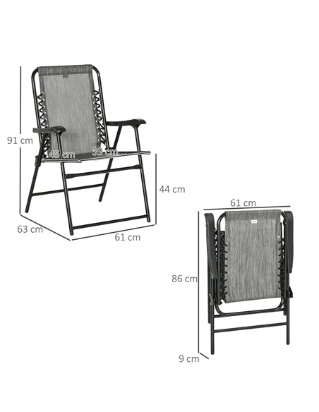 Outsunny  Pieces Patio Folding Chair Set, Outdoor Portable Loungers for Camping Pool Beach Deck, Lawn Chairs with Armrest Steel 