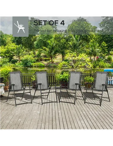 Outsunny  Pieces Patio Folding Chair Set, Outdoor Portable Loungers for Camping Pool Beach Deck, Lawn Chairs with Armrest Steel 