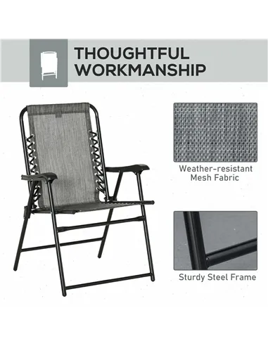 Outsunny  Pieces Patio Folding Chair Set, Outdoor Portable Loungers for Camping Pool Beach Deck, Lawn Chairs with Armrest Steel 
