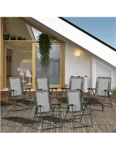Outsunny Set of 6 Patio Folding Chair Set, Garden Portable Outdoor Chairs with Armrest and Breathable Mesh Fabric Seat and Backr 2