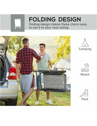 Outsunny Set of 6 Patio Folding Chair Set, Garden Portable Outdoor Chairs with Armrest and Breathable Mesh Fabric Seat and Backr