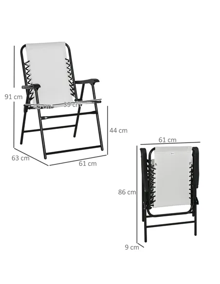 Outsunny Set of 6 Patio Folding Chair Set, Garden Portable Outdoor Chairs with Armrest and Breathable Mesh Fabric Seat and Backr