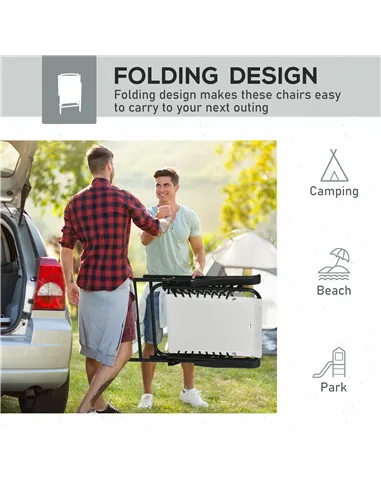 Outsunny Set of 6 Patio Folding Chair Set, Garden Portable Outdoor Chairs with Armrest and Breathable Mesh Fabric Seat and Backr