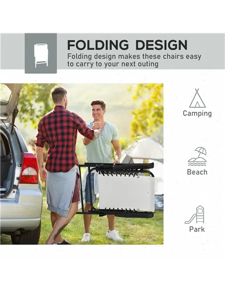 Outsunny Set of 6 Patio Folding Chair Set, Garden Portable Outdoor Chairs with Armrest and Breathable Mesh Fabric Seat and Backr