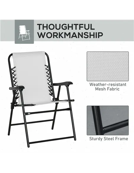 Outsunny Set of 6 Patio Folding Chair Set, Garden Portable Outdoor Chairs with Armrest and Breathable Mesh Fabric Seat and Backr