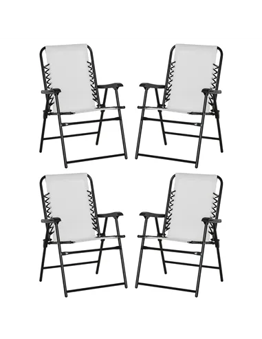 Outsunny  Pieces Patio Folding Chair Set, Outdoor Portable Loungers for Camping Pool Beach Deck, Lawn Chairs with Armrest Steel 