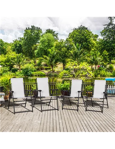 Outsunny  Pieces Patio Folding Chair Set, Outdoor Portable Loungers for Camping Pool Beach Deck, Lawn Chairs with Armrest Steel 