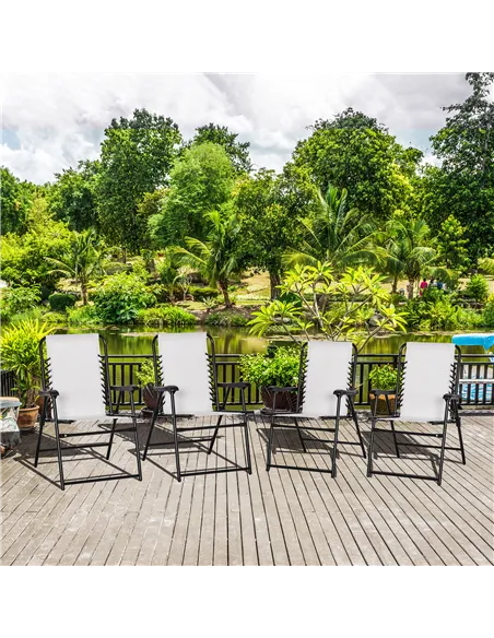 Outsunny  Pieces Patio Folding Chair Set, Outdoor Portable Loungers for Camping Pool Beach Deck, Lawn Chairs with Armrest Steel 