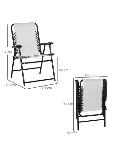 Outsunny  Pieces Patio Folding Chair Set, Outdoor Portable Loungers for Camping Pool Beach Deck, Lawn Chairs with Armrest Steel 