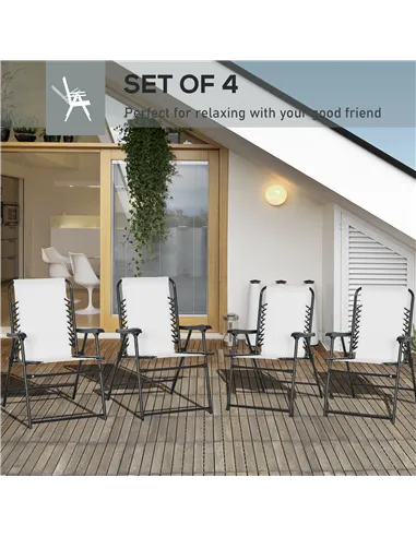 Outsunny  Pieces Patio Folding Chair Set, Outdoor Portable Loungers for Camping Pool Beach Deck, Lawn Chairs with Armrest Steel 