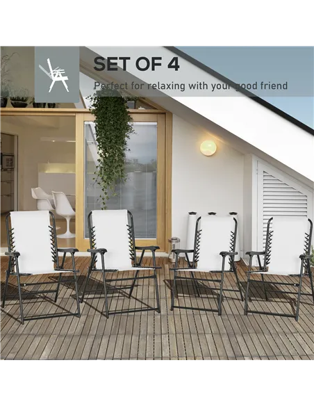 Outsunny  Pieces Patio Folding Chair Set, Outdoor Portable Loungers for Camping Pool Beach Deck, Lawn Chairs with Armrest Steel 