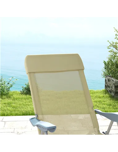 Outsunny Set of Two Sun Loungers, with Five-Position Adjustable Backs - Beige