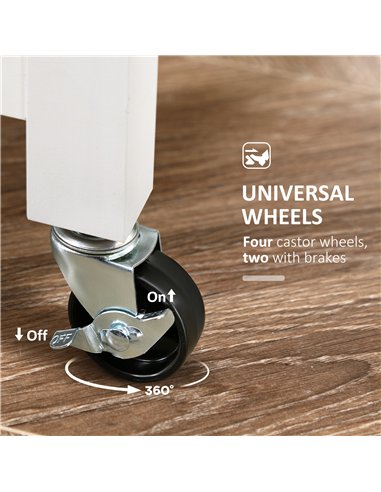 HOMCOM Rolling Kitchen Island Cart, Bar Serving Cart, Compact Trolley on Wheels with Wood Top, Shelves & Drawers for Home Dining