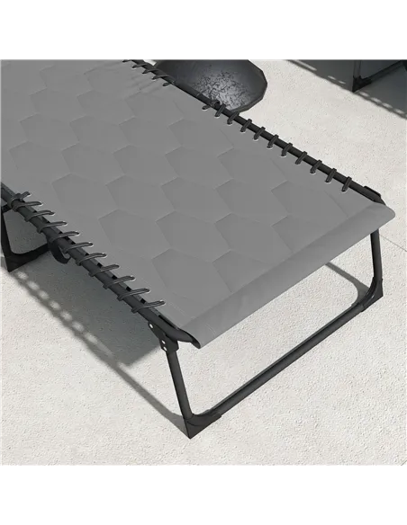 Outsunny Set of Two Sun Loungers, with Five-Position Reclining Backs - Grey