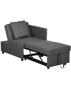 HOMCOM Convertible Single Sofa Bed with Thick Padded Seat, 3-in-1 Multi-Functional Sleeper Chair Bed with Magazine Pocket, for L