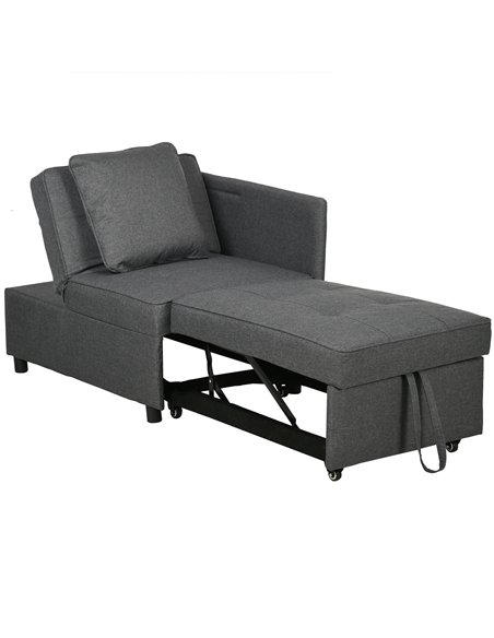 HOMCOM Convertible Single Sofa Bed with Thick Padded Seat, 3-in-1 Multi-Functional Sleeper Chair Bed with Magazine Pocket, for L