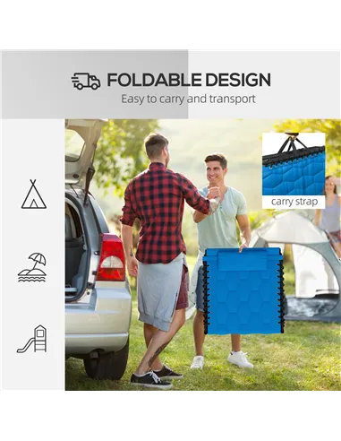 Outsunny Set of Two Sun Loungers, with Five-Position Reclining Backs - Blue