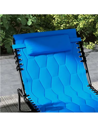 Outsunny Set of Two Sun Loungers, with Five-Position Reclining Backs - Blue