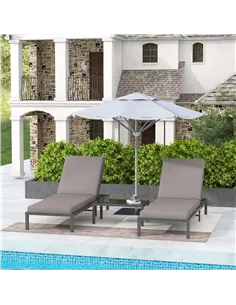 Outsunny Three-Piece Aluminium Lounger Set, with Reclining Backs 2