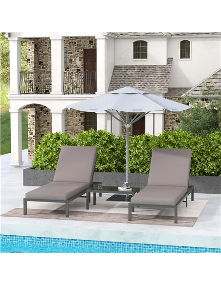 Outsunny Three-Piece Aluminium Lounger Set, with Reclining Backs