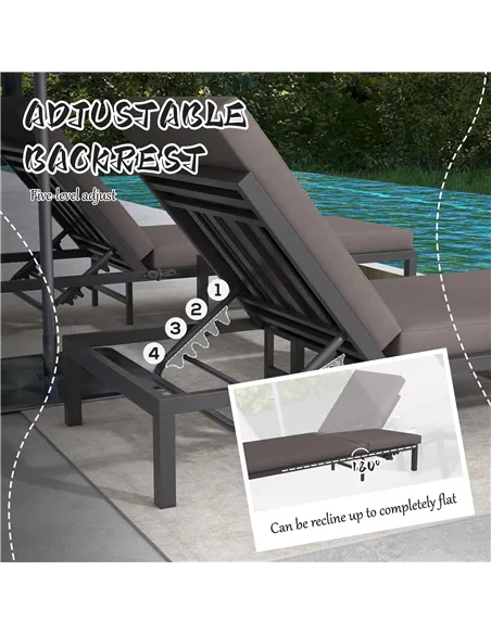 Outsunny Three-Piece Aluminium Lounger Set, with Reclining Backs