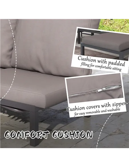 Outsunny Three-Piece Aluminium Lounger Set, with Reclining Backs