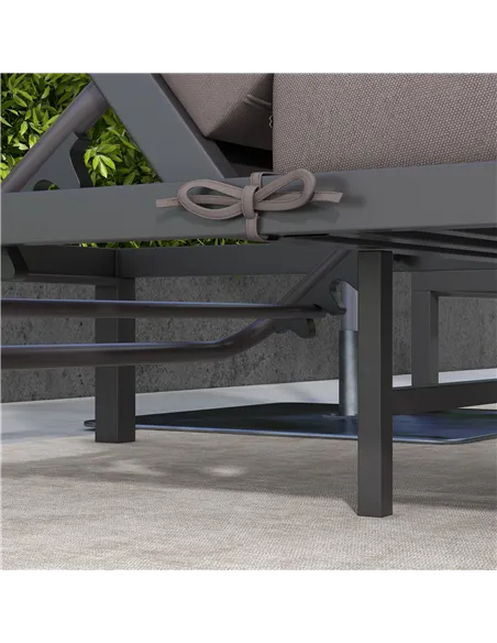 Outsunny Three-Piece Aluminium Lounger Set, with Reclining Backs