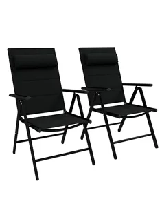 Outsunny Set of Two Padded Garden Chairs - Black