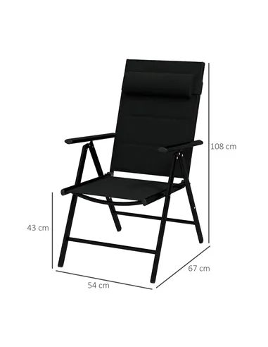 Outsunny Set of Two Padded Garden Chairs - Black