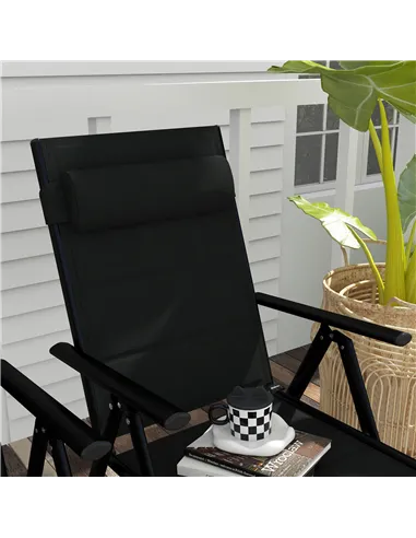 Outsunny Set of Two Padded Garden Chairs - Black