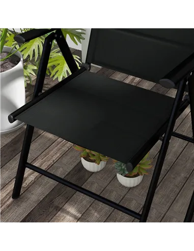 Outsunny Set of Two Padded Garden Chairs - Black