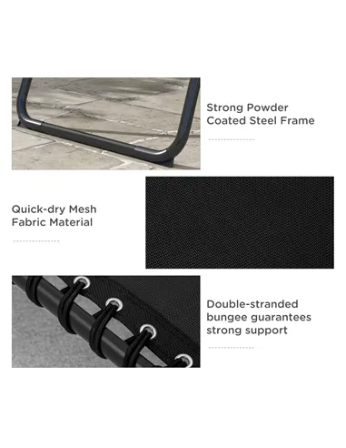 Outsunny Set of Two Folding Sun Loungers, with Four-Position Backs - Black