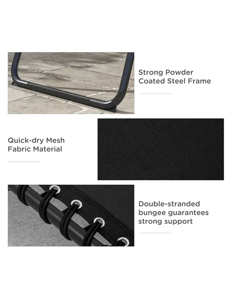Outsunny Set of Two Folding Sun Loungers, with Four-Position Backs - Black