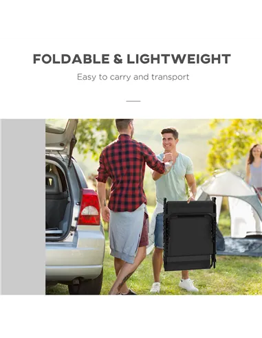 Outsunny Set of Two Folding Sun Loungers, with Four-Position Backs - Black