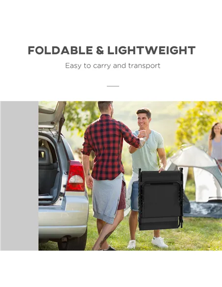 Outsunny Set of Two Folding Sun Loungers, with Four-Position Backs - Black