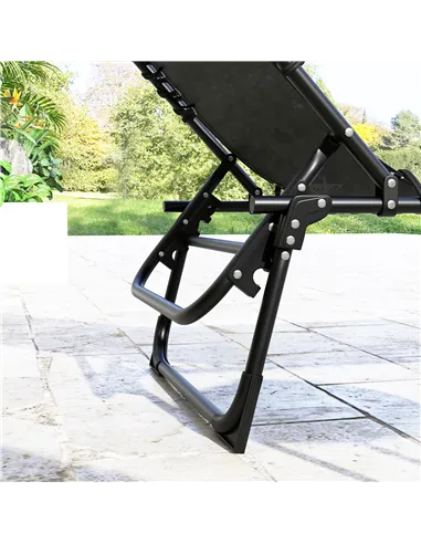 Outsunny Set of Two Folding Sun Loungers, with Four-Position Backs - Black