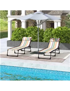 Outsunny Set of Two Folding Sun Loungers, with Four-Position Backs - Multicoloured 2