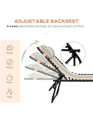 Outsunny Set of Two Folding Sun Loungers, with Four-Position Backs - Multicoloured