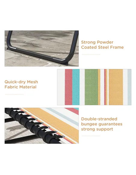 Outsunny Set of Two Folding Sun Loungers, with Four-Position Backs - Multicoloured