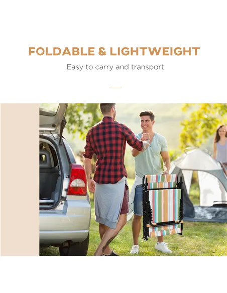 Outsunny Set of Two Folding Sun Loungers, with Four-Position Backs - Multicoloured