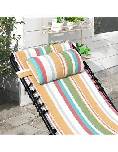 Outsunny Set of Two Folding Sun Loungers, with Four-Position Backs - Multicoloured