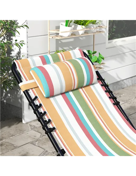 Outsunny Set of Two Folding Sun Loungers, with Four-Position Backs - Multicoloured