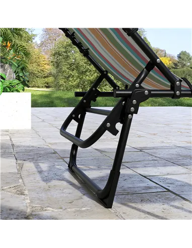 Outsunny Set of Two Folding Sun Loungers, with Four-Position Backs - Multicoloured