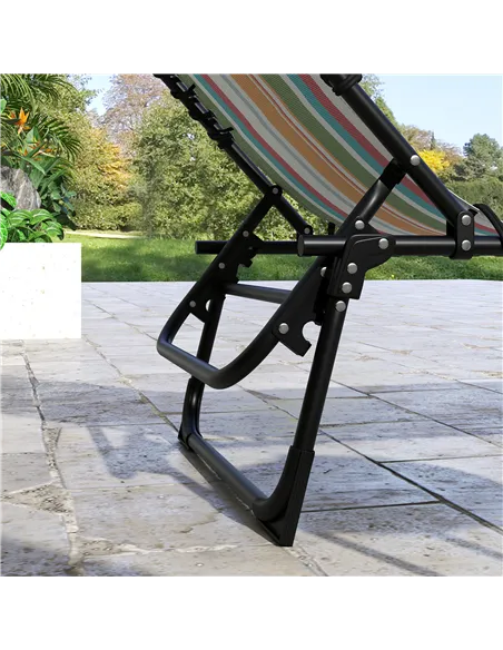 Outsunny Set of Two Folding Sun Loungers, with Four-Position Backs - Multicoloured