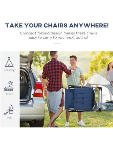 Outsunny 2pc Reclining Zero Gravity Sun Loungers ,Folding Chaise Lounge Chair with Cushions, Blue