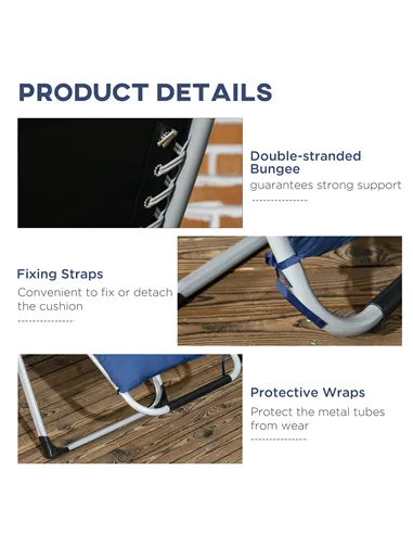 Outsunny 2pc Reclining Zero Gravity Sun Loungers ,Folding Chaise Lounge Chair with Cushions, Blue