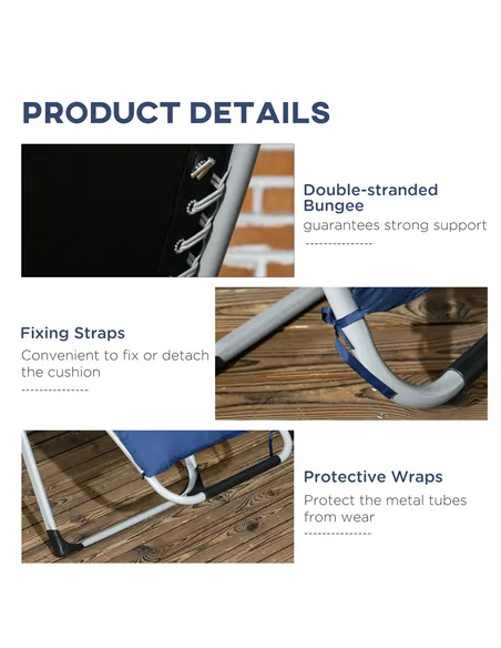 Outsunny 2pc Reclining Zero Gravity Sun Loungers ,Folding Chaise Lounge Chair with Cushions, Blue