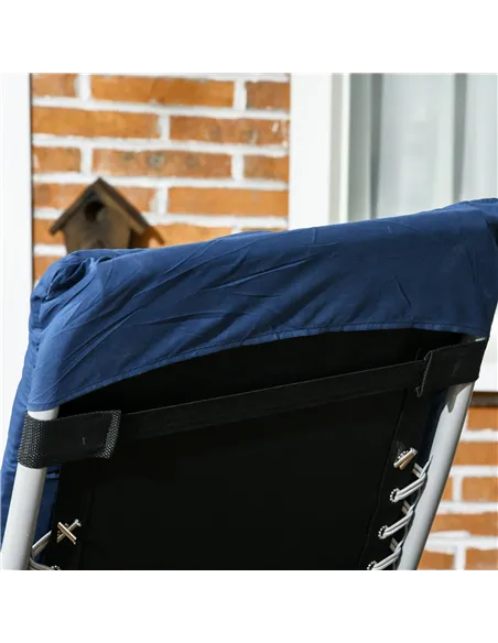 Outsunny 2pc Reclining Zero Gravity Sun Loungers ,Folding Chaise Lounge Chair with Cushions, Blue