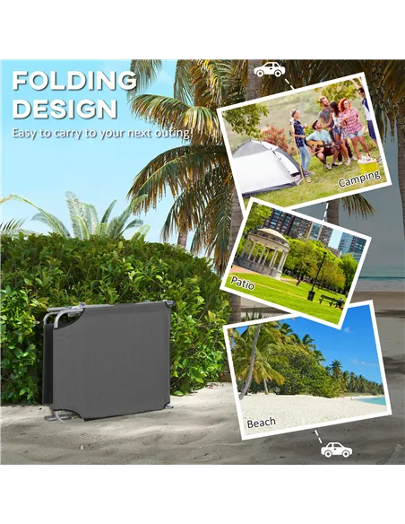 Outsunny Outdoor Foldable Sun Lounger Set of 2, 4 Level Adjustable Backrest Reclining Sun Lounger Chair with Angle Adjust Sun Sh